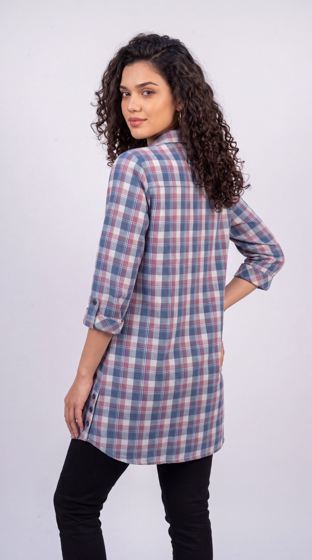 Indigo Plaid Top - Etiquette Apparel