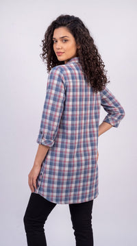 Indigo Plaid Top - Etiquette Apparel