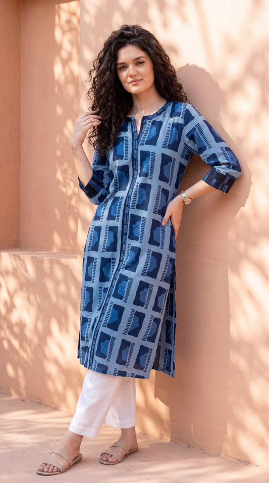 Indigo Abstract Printed Kurta