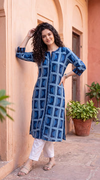 Indigo Abstract Printed Kurta