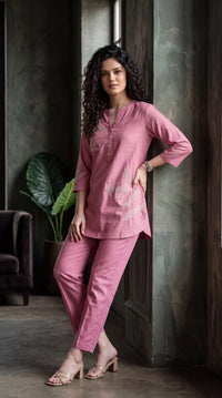 Easy Wear Floral Embroidered Cord-Set