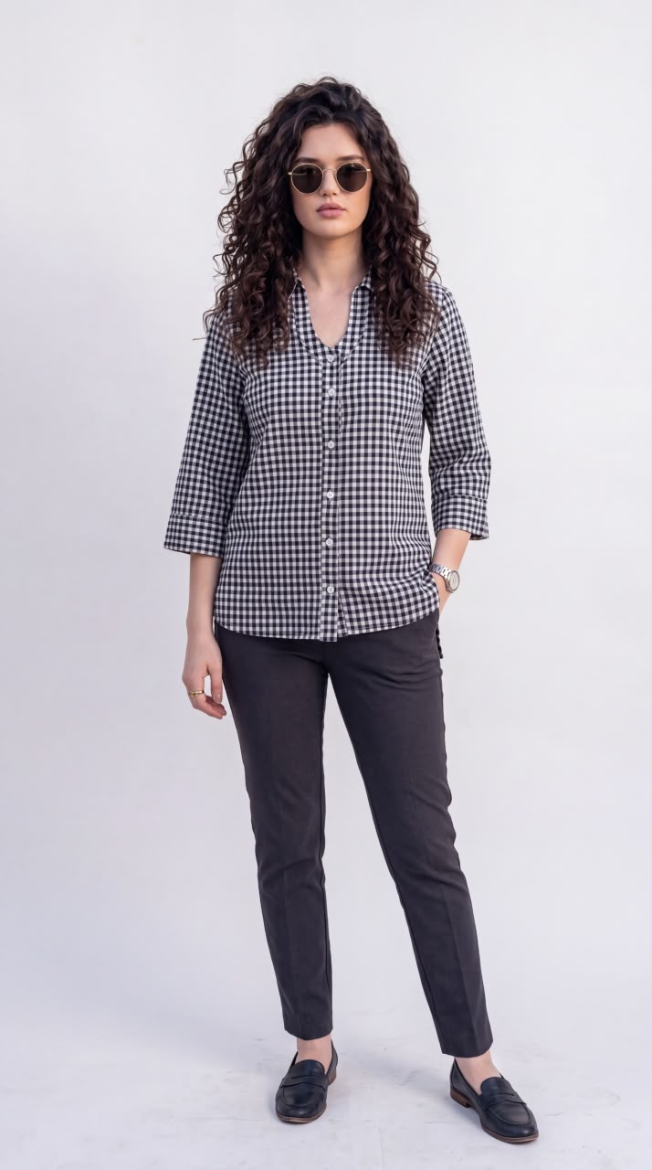 Gingham Check Cotton Top