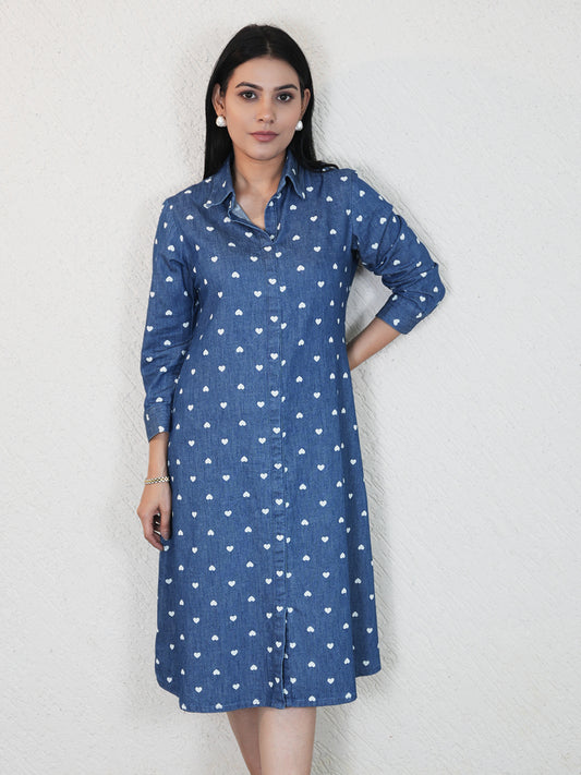 Denim Dress with a Heart - Etiquette Apparel