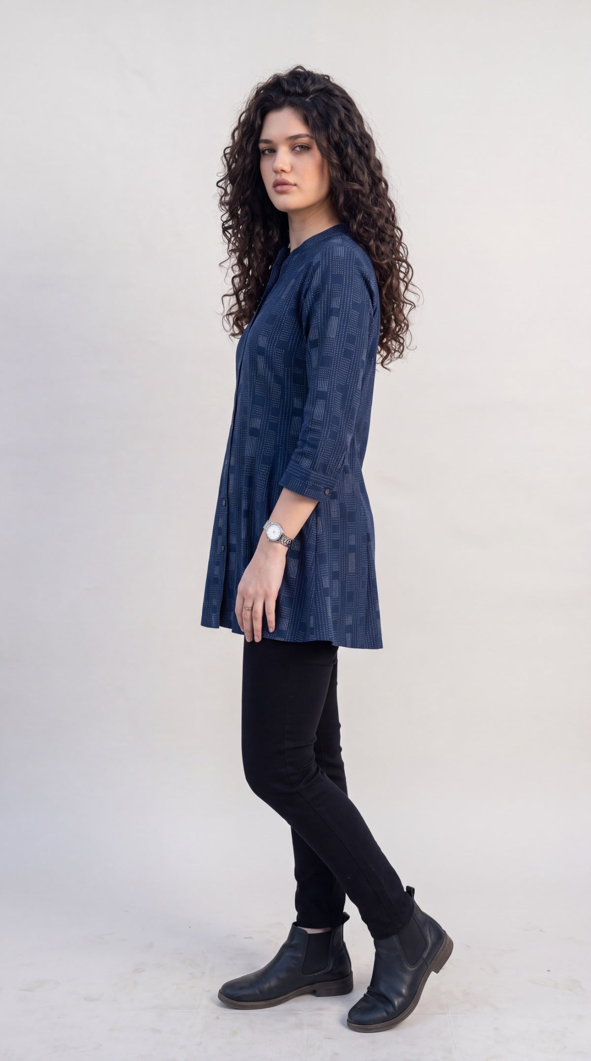 Smart Casual Printed Denim Top