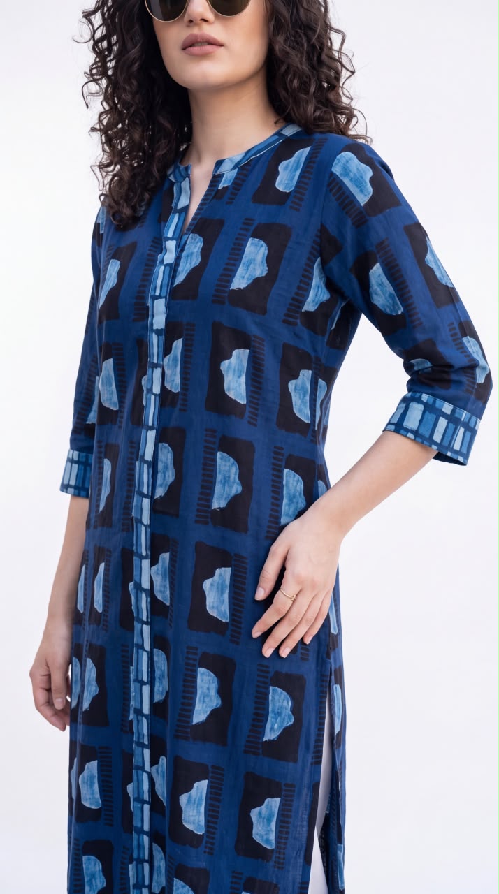 Indigo Abstract Printed Kurta