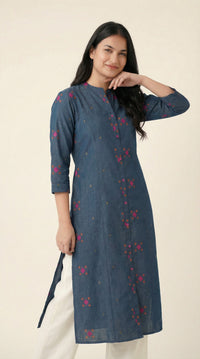 Stylish Black Ikkat Weave Women's Kurta Design - Etiquette Apparel