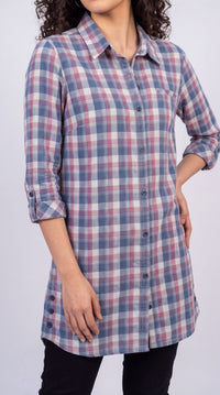 Indigo Plaid Top - Etiquette Apparel