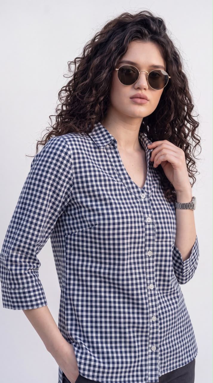 Gingham Check Cotton Top