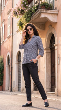 Gingham Check Cotton Top