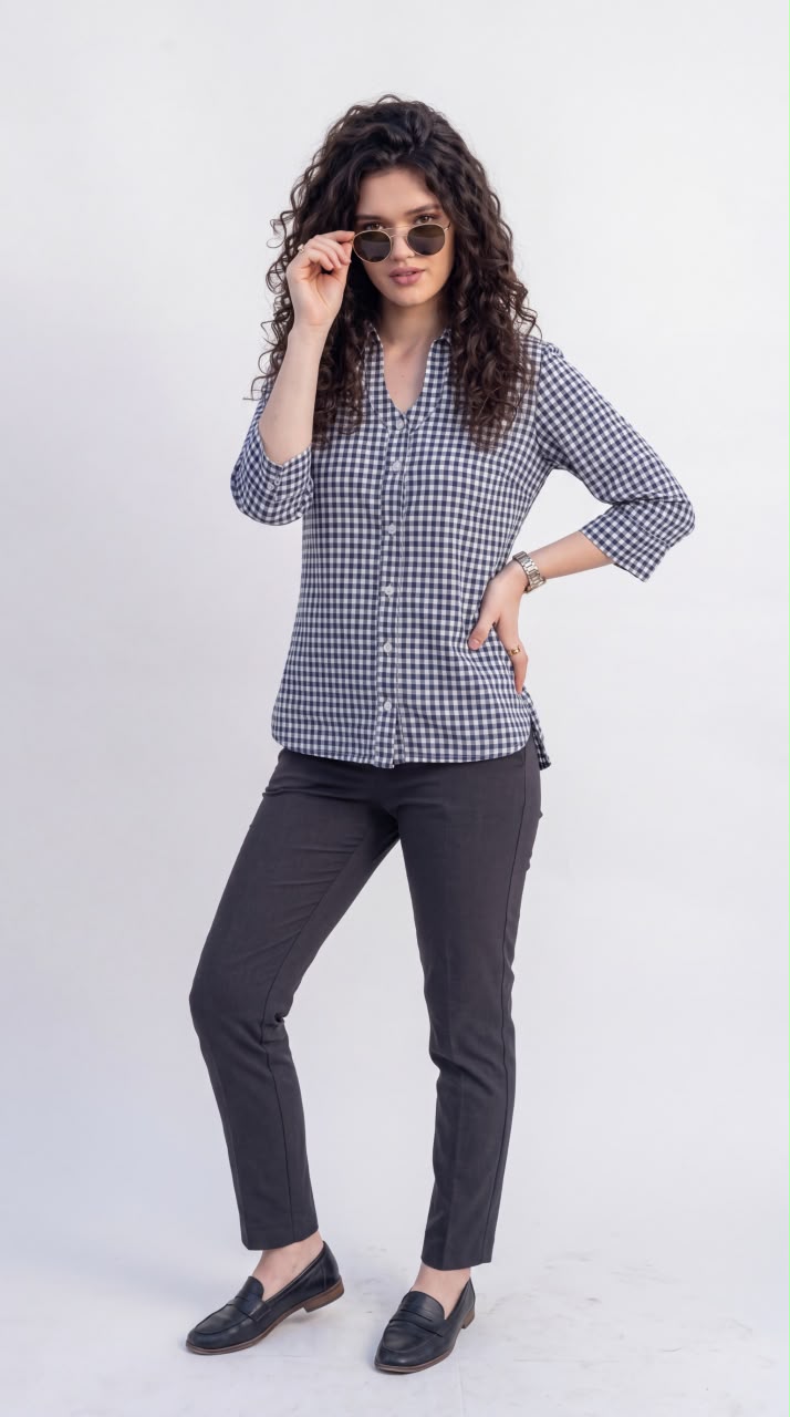 Gingham Check Cotton Top