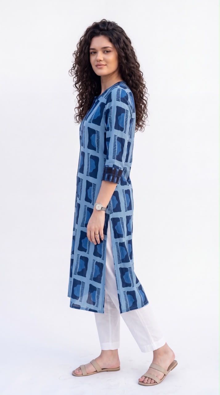 Indigo Abstract Printed Kurta