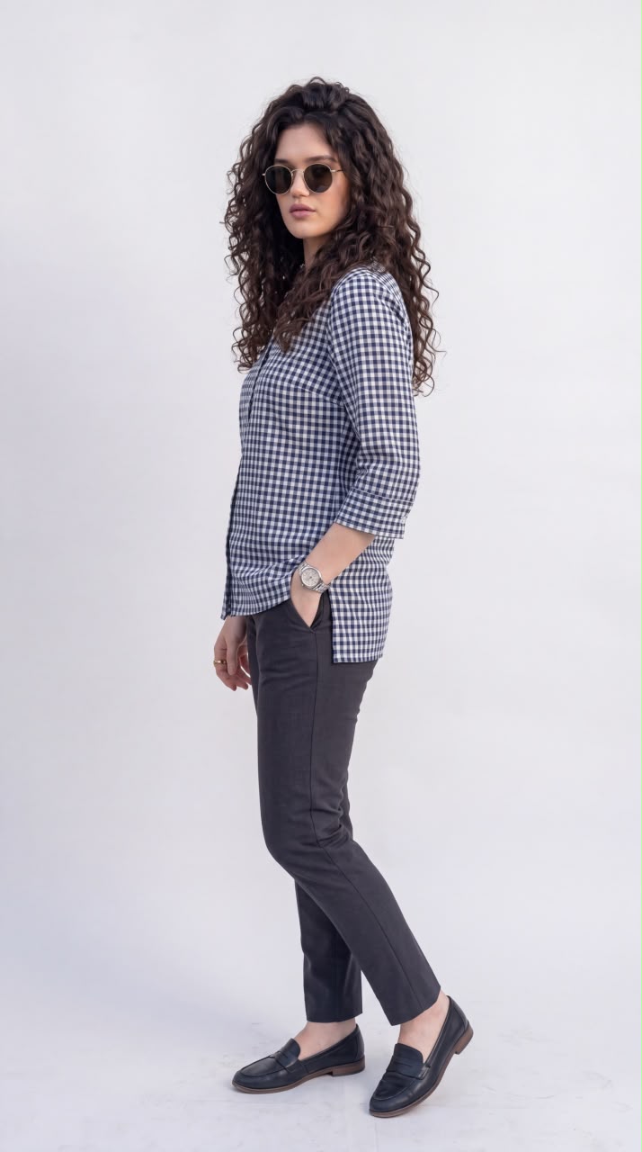 Gingham Check Cotton Top