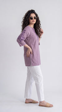 Mirror Accent Embroidered Top - Etiquette Apparel