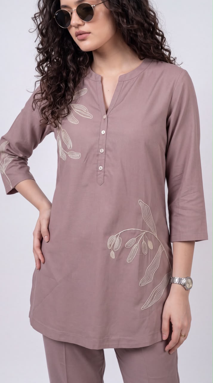 Easy Wear Floral Embroidered Cord-Set