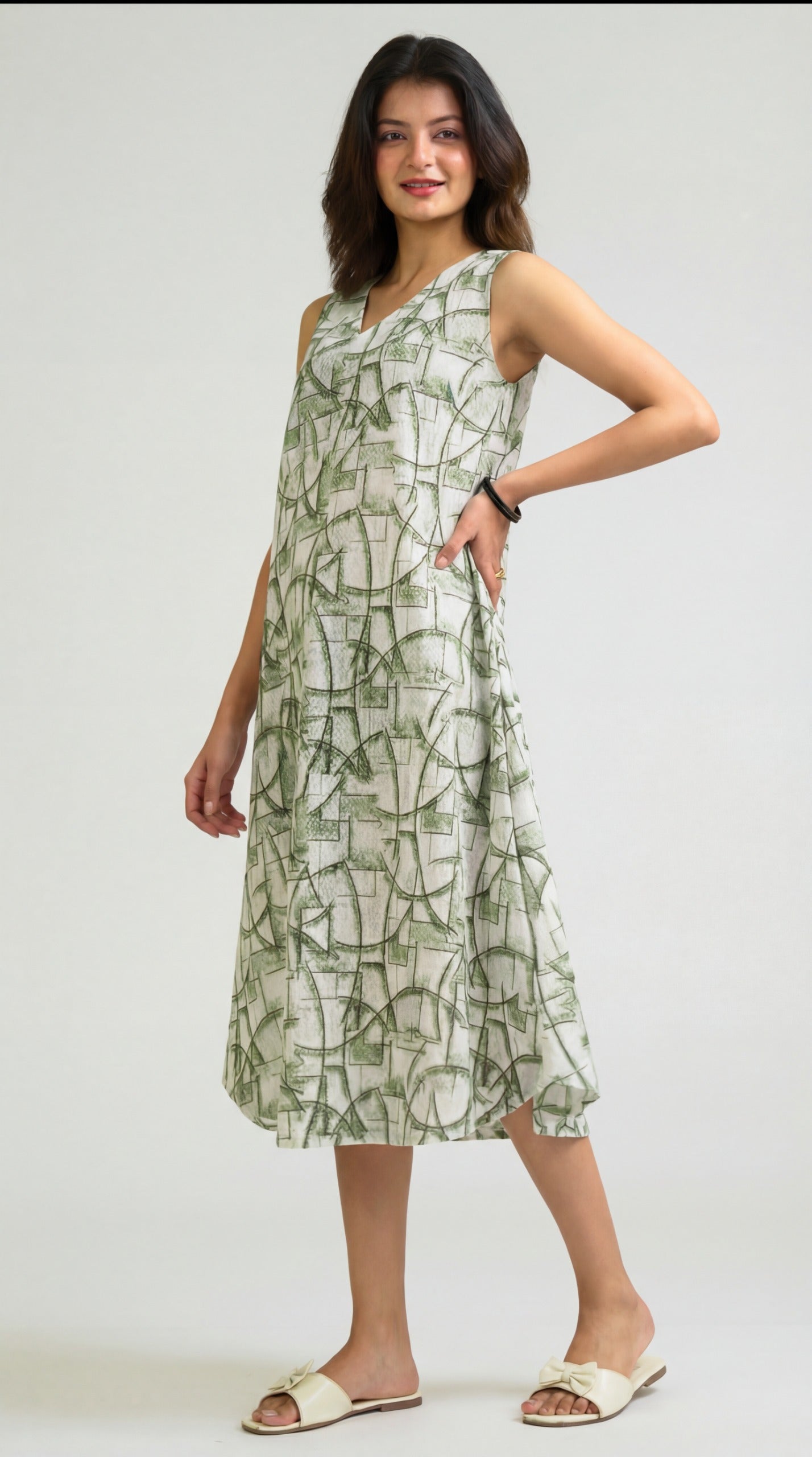 Geometry in Motion Sleeveless Dress - Etiquette Apparel