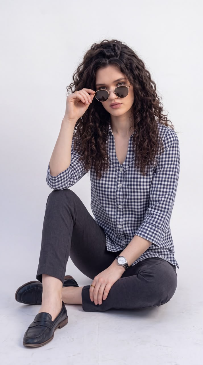 Gingham Check Cotton Top