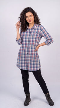 Indigo Plaid Top - Etiquette Apparel