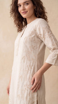 Panel Detail Embroidered Kurta - Etiquette Apparel