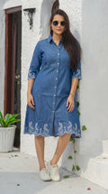 Product Carousel Image 1: Indigo Denim Cutwork Dress