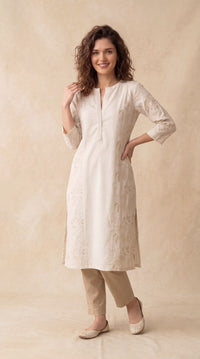 Panel Detail Embroidered Kurta - Etiquette Apparel