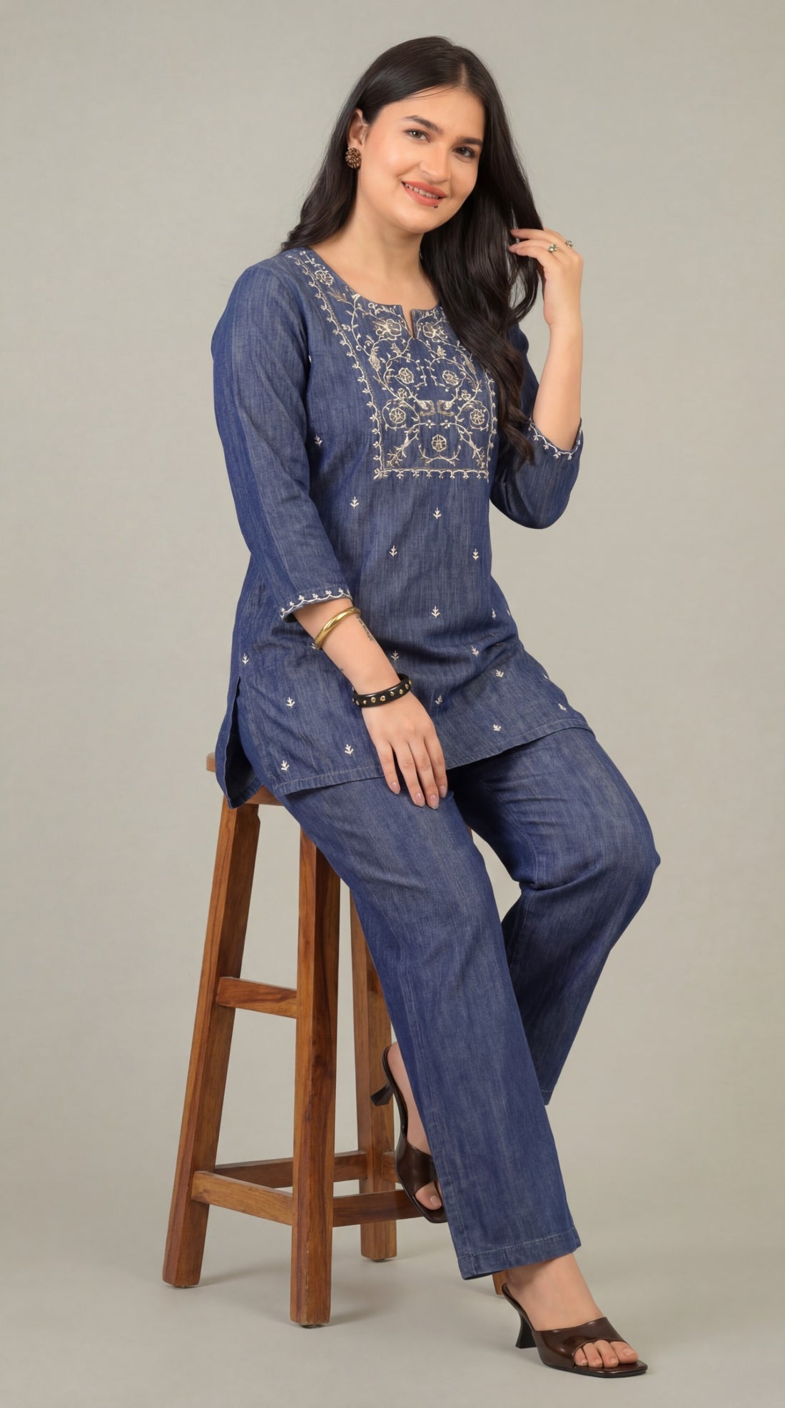 Denim Meets Dori Co-ord Set - Etiquette Apparel 