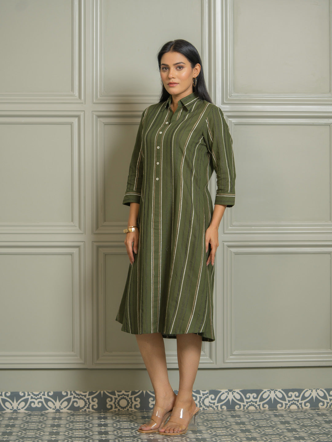 Collared Striped Dress for Women - Etiquette Apparel