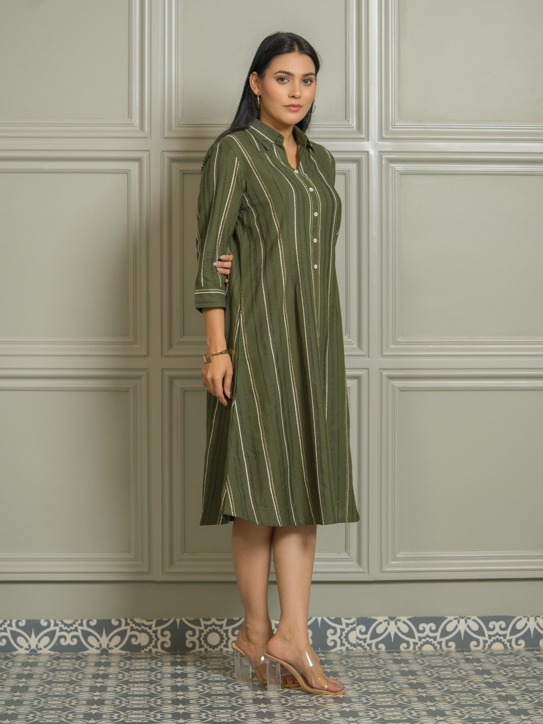 Collared Striped Dress for Women - Etiquette Apparel