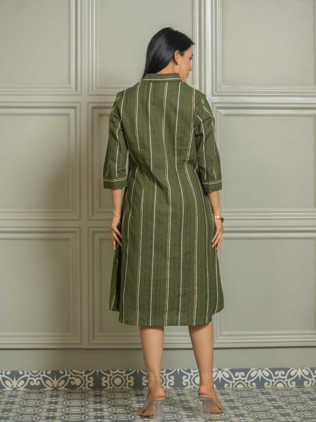 Collared Striped Dress for Women - Etiquette Apparel