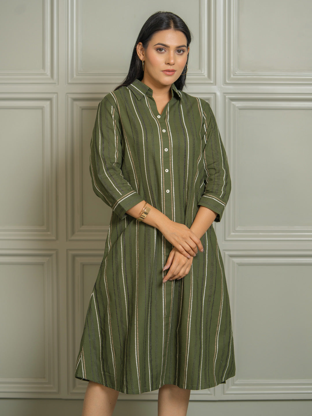 Collared Striped Dress for Women - Etiquette Apparel