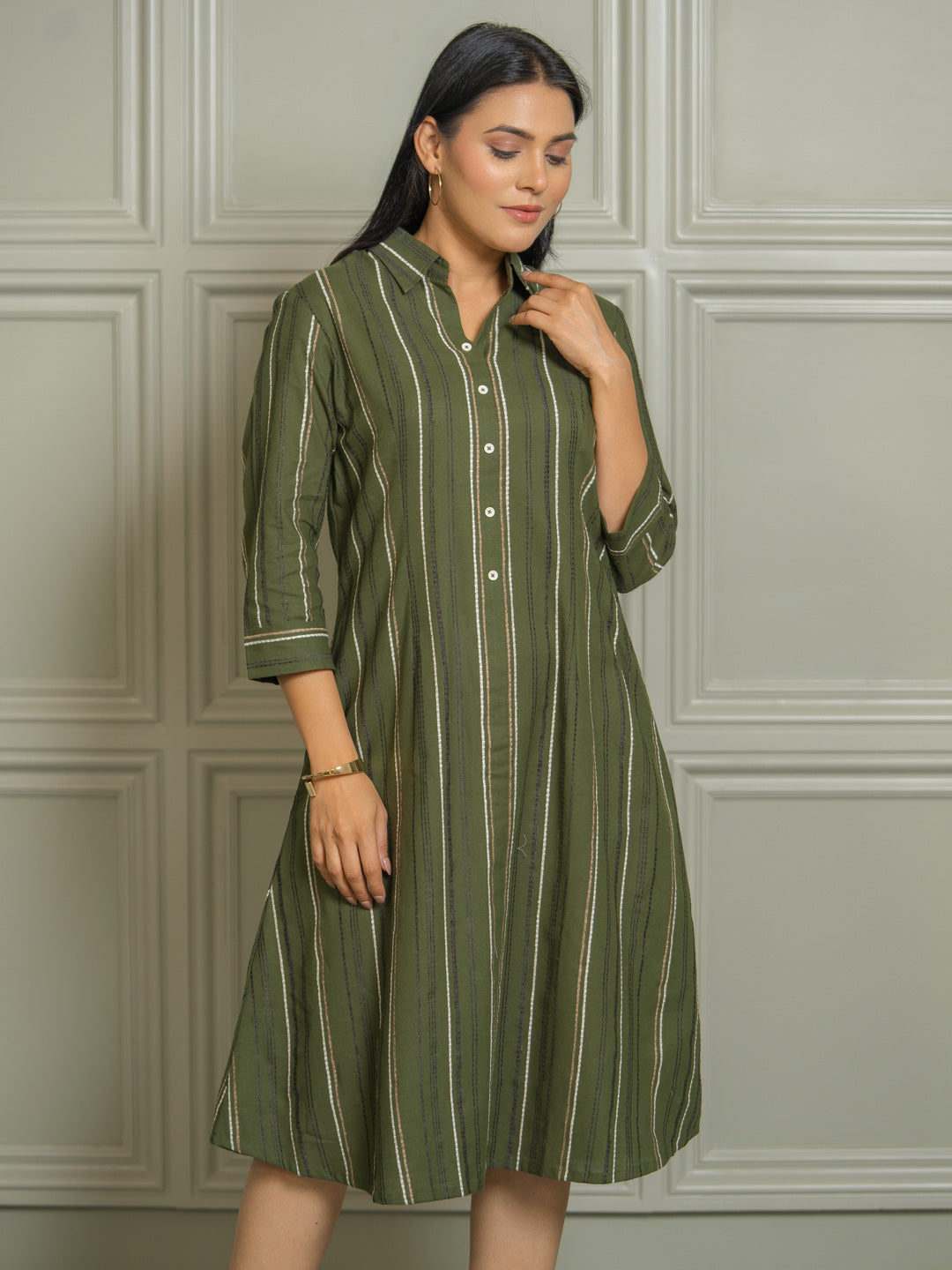Collared Striped Dress for Women - Etiquette Apparel