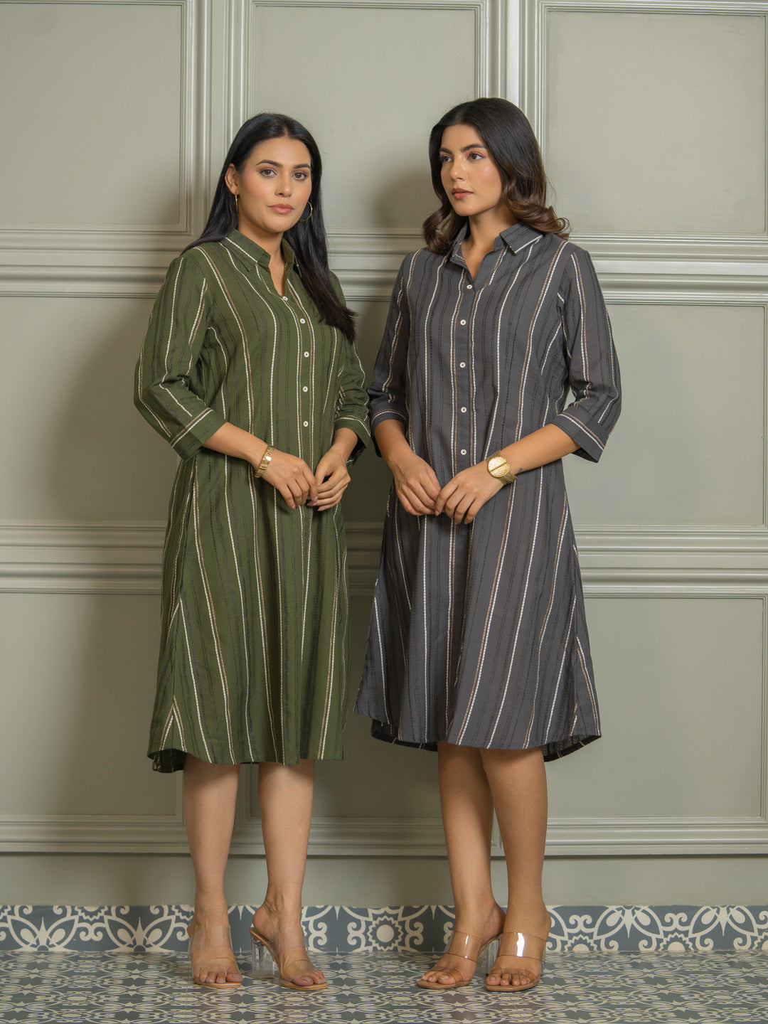 Collared Striped Dress for Women - Etiquette Apparel 