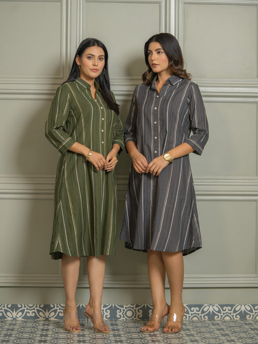 Collared Striped Dress for Women - Etiquette Apparel