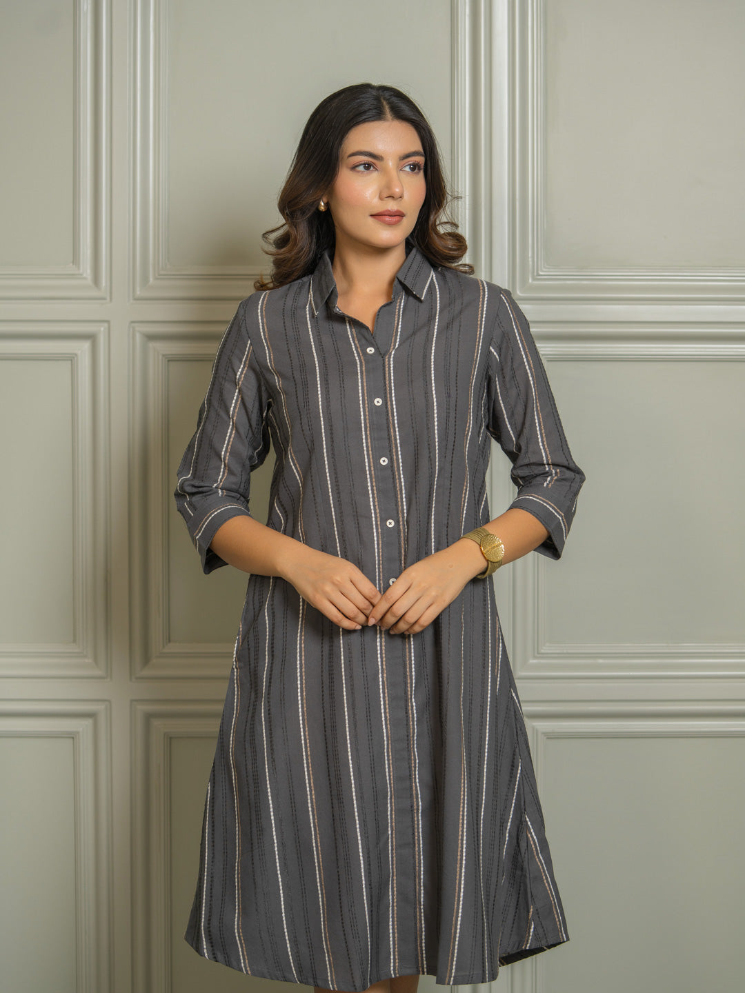 Collared Striped Dress for Women - Etiquette Apparel