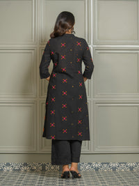 Stylish Black Ikkat Weave Women's Kurta Design - Etiquette Apparel