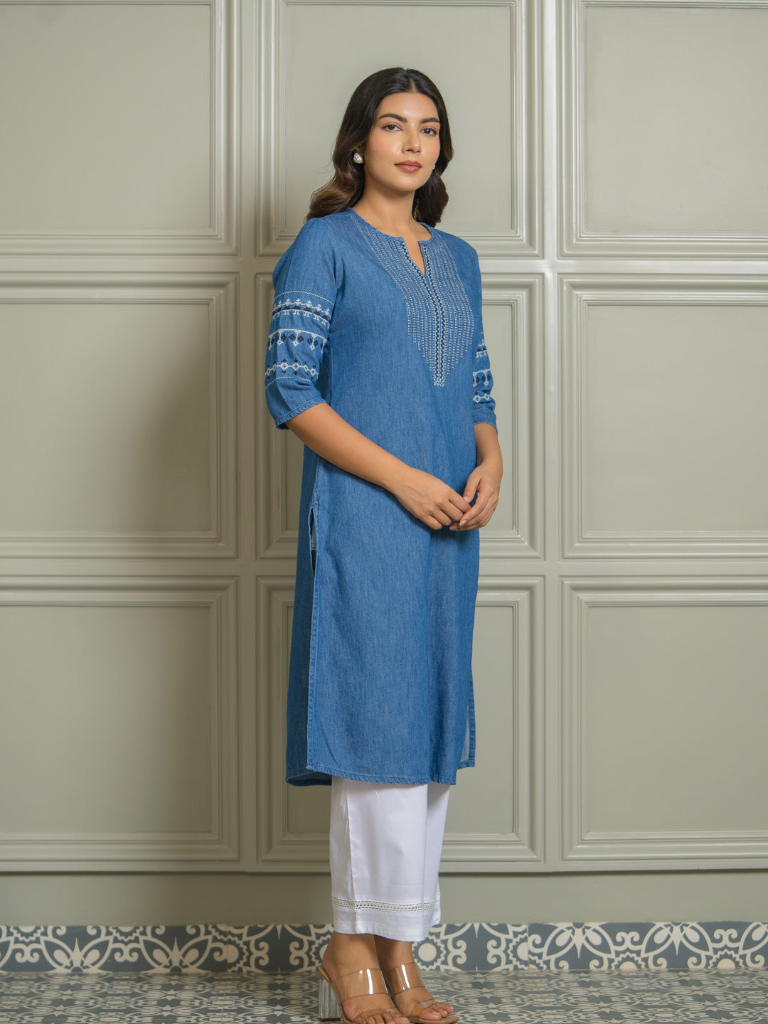 Everyday Wear Denim Cotton Kurta - Etiquette Apparel