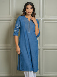 Everyday Wear Denim Cotton Kurta - Etiquette Apparel