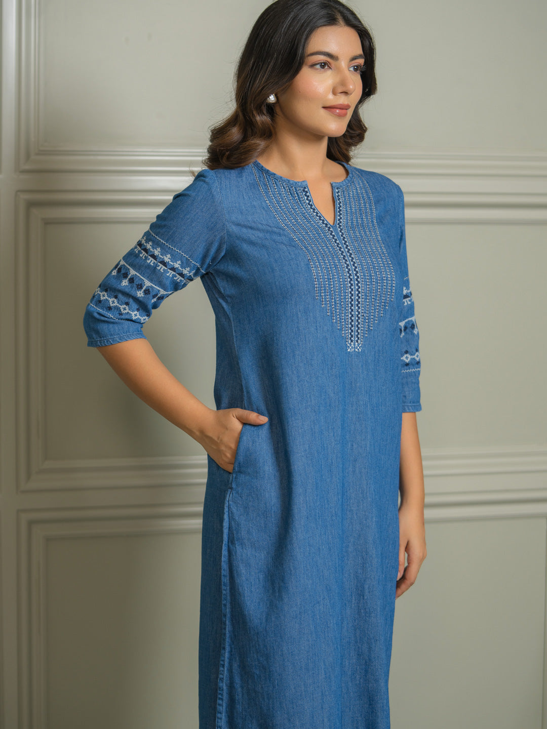 Everyday Wear Denim Cotton Kurta - Etiquette Apparel