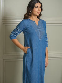 Everyday Wear Denim Cotton Kurta - Etiquette Apparel