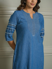 Everyday Wear Denim Cotton Kurta - Etiquette Apparel