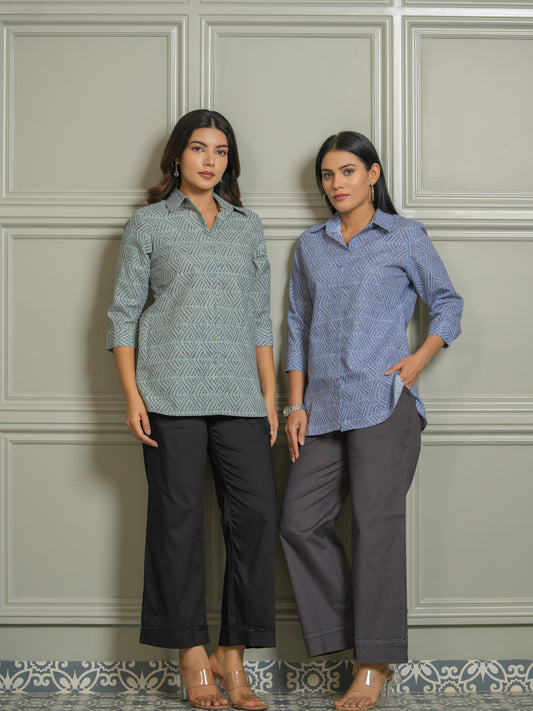 Pattern Play Geometric Top - Etiquette Apparel
