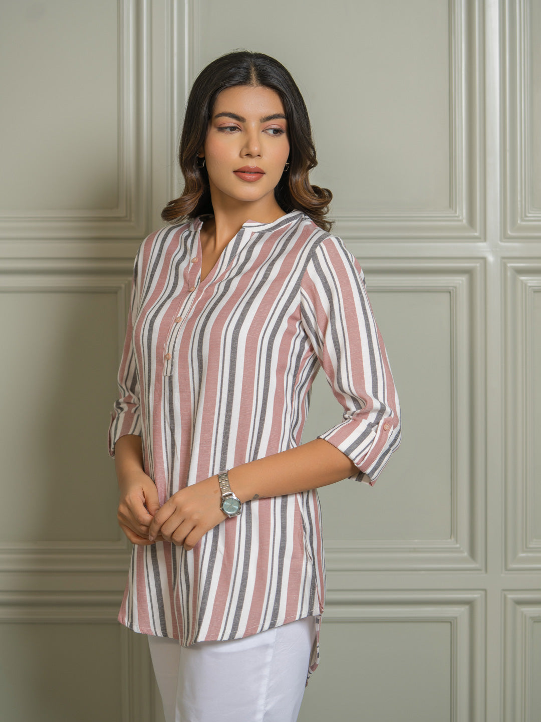 Product Carousel Image 4: Women’s Striped Blend Shirts