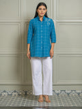 Product Carousel Image 6: Women’s Checked Shirts – Rust & Teal Embroidery