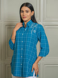 Product Carousel Image 7: Women’s Checked Shirts – Rust & Teal Embroidery