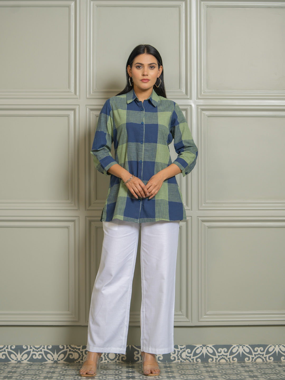 Product Carousel Image 8: Women’s Oversized Cotton Check Shirts