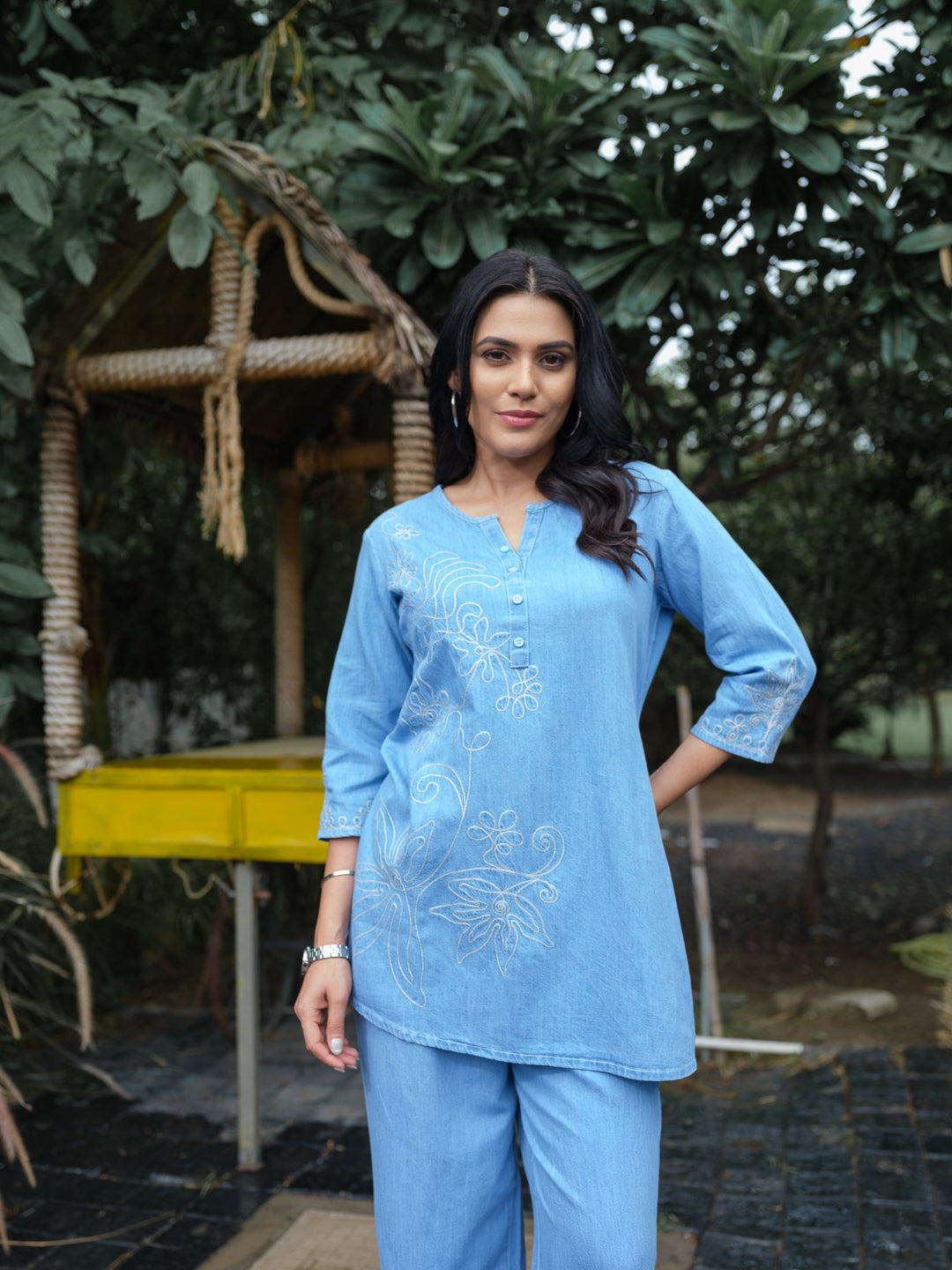 Bold in Blue Denim Co-Ord Set - Etiquette Apparel