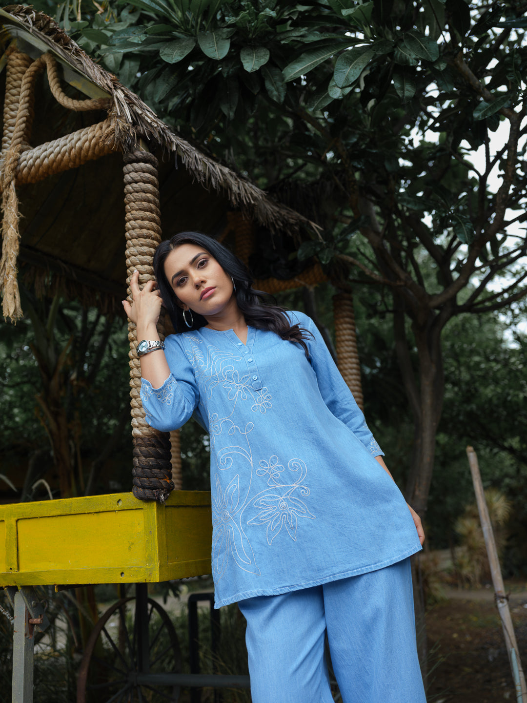 Bold in Blue Denim Co-Ord Set - Etiquette Apparel