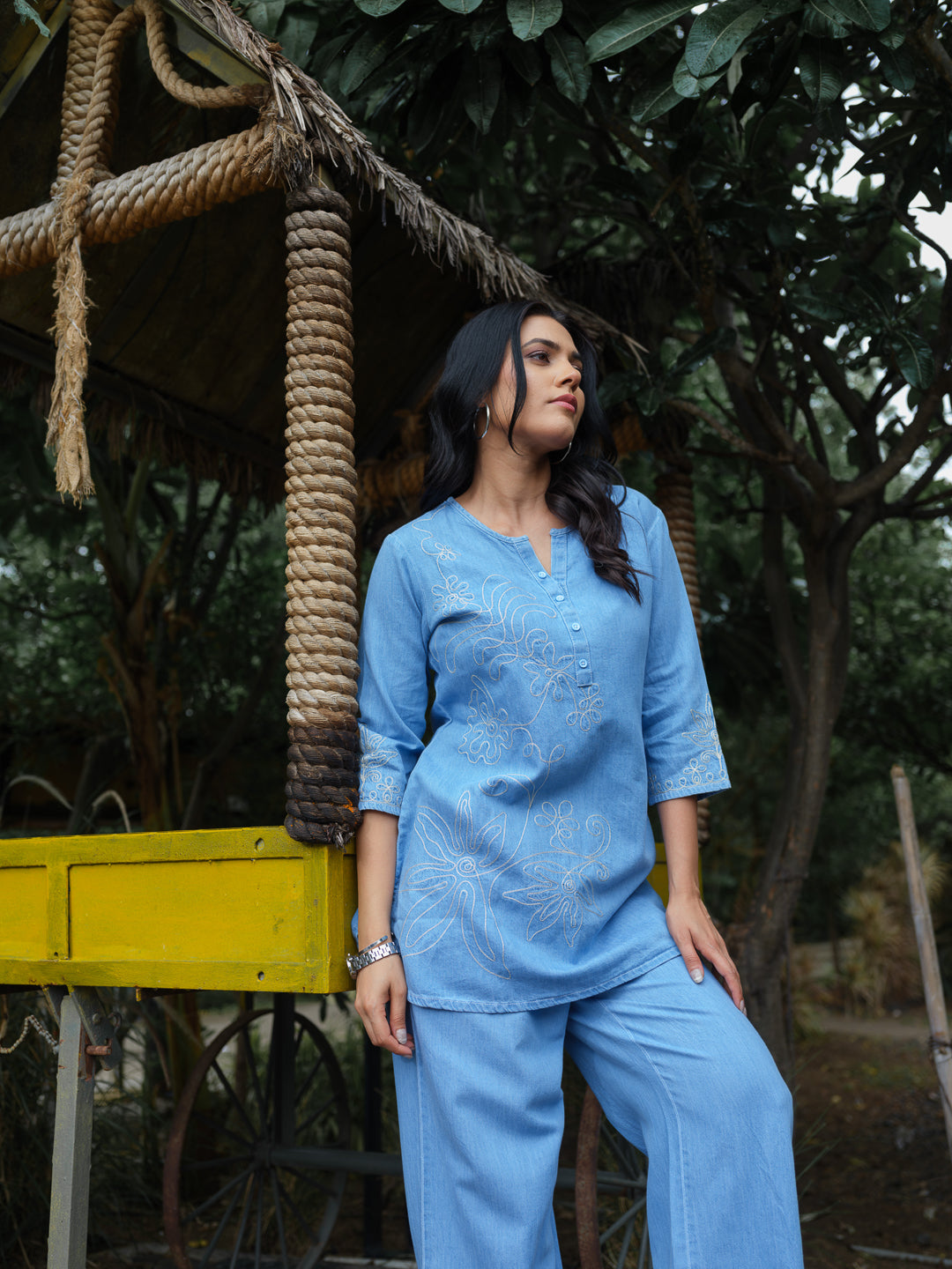 Bold in Blue Denim Co-Ord Set - Etiquette Apparel 