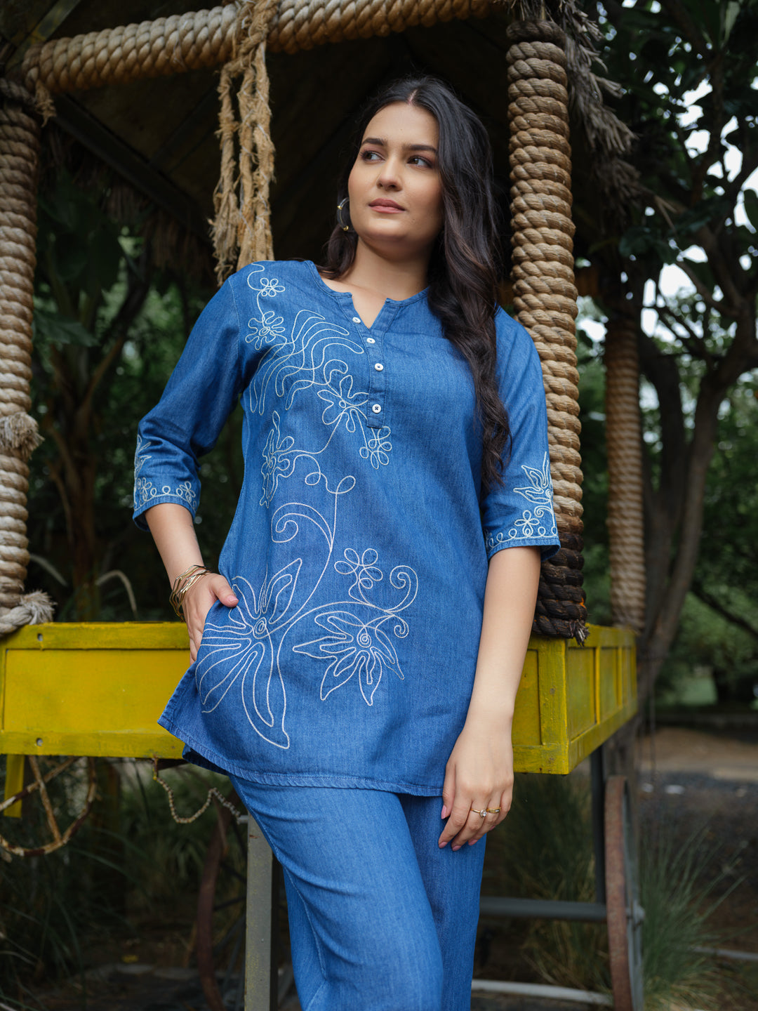 Bold in Blue Denim Co-Ord Set - Etiquette Apparel