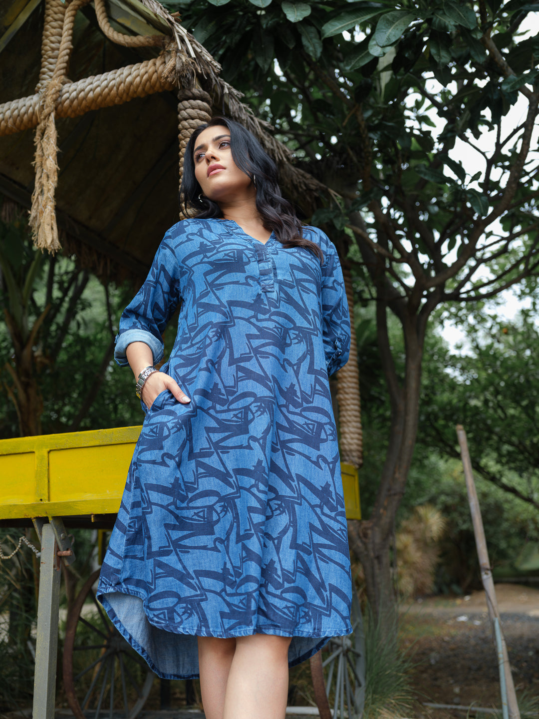Denim Dare Indigo Dress - Etiquette Apparel