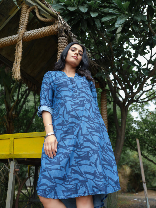 Denim Dare Indigo Dress - Etiquette Apparel